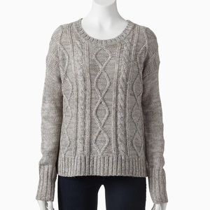 SO cable knit sweater light grey size medium
